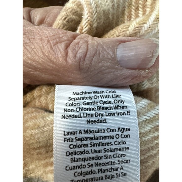 Time And Tru Women's L 12-14 Tan Brown White Plaid Fringe Faux Wrap Skirt Heavy - Picture 7 of 8